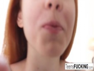 Redhead gets her tight pussy fucked